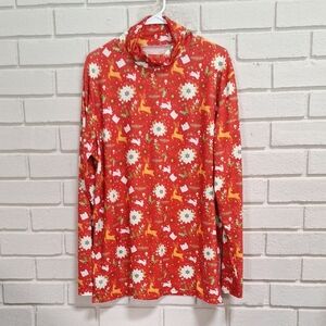 Holiday Patterned Red Long Sleeve Turtleneck. Size XL NWOT